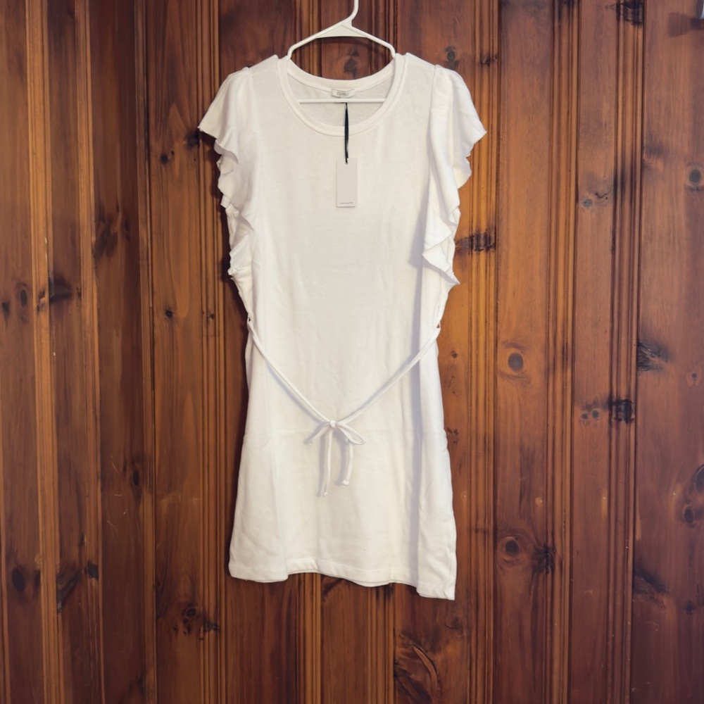 Z Supply White Capri Ruffle Sleeve Dress NWT Large Cotton Blend